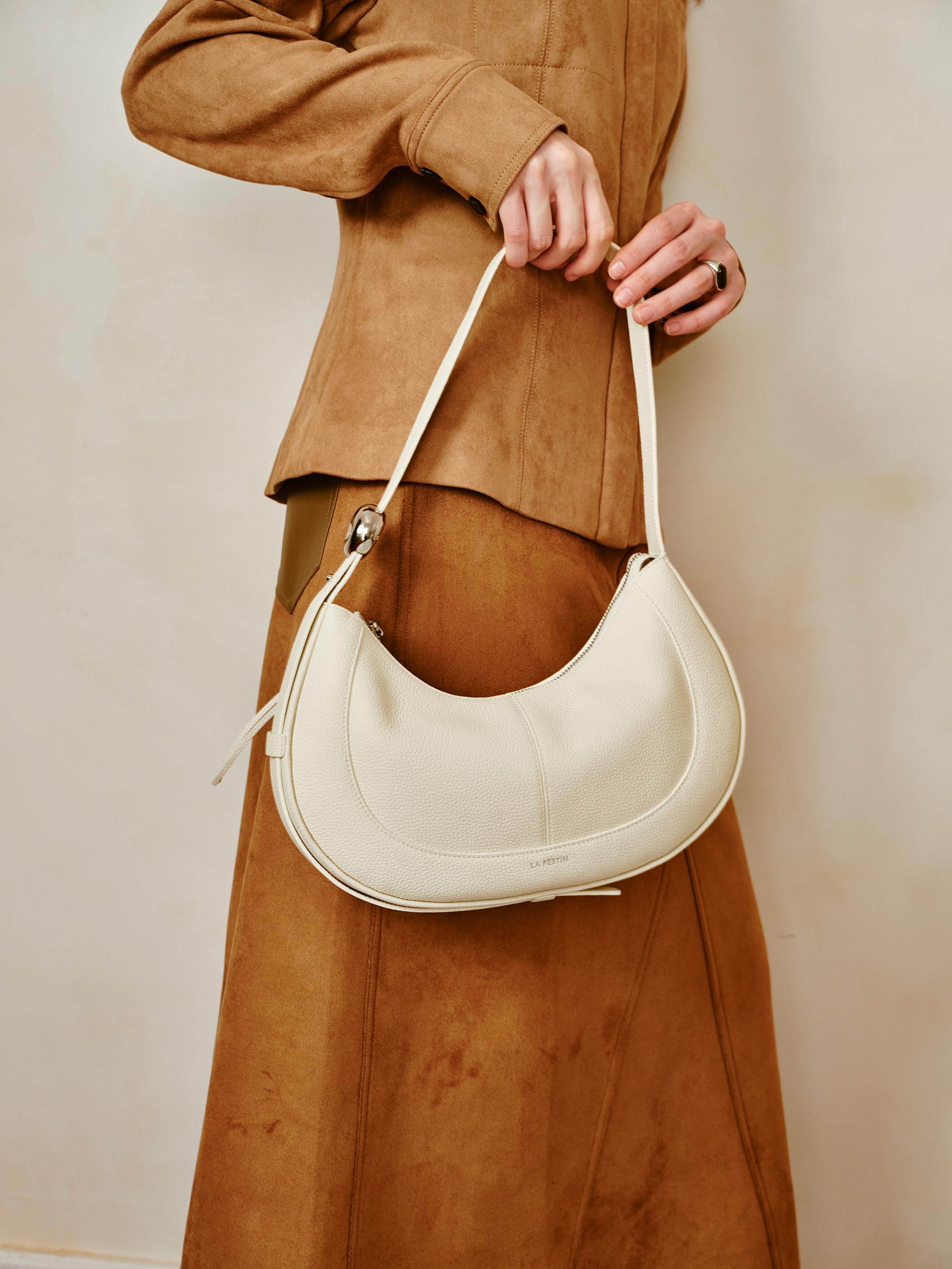 leather crescent crossbody bag white