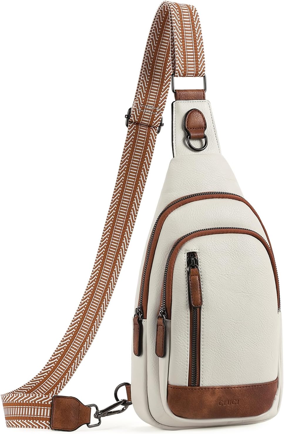 CLUCI Crossbody Bags for Women and Men, Leather Sling Bag Crossbody Backpack front view