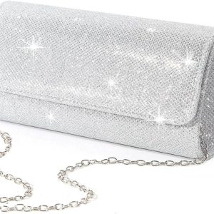 lovyoCoCo Evening Bag Clutch Purses for Women, Ladies Sparkling Party Handbag Wedding Bag front view