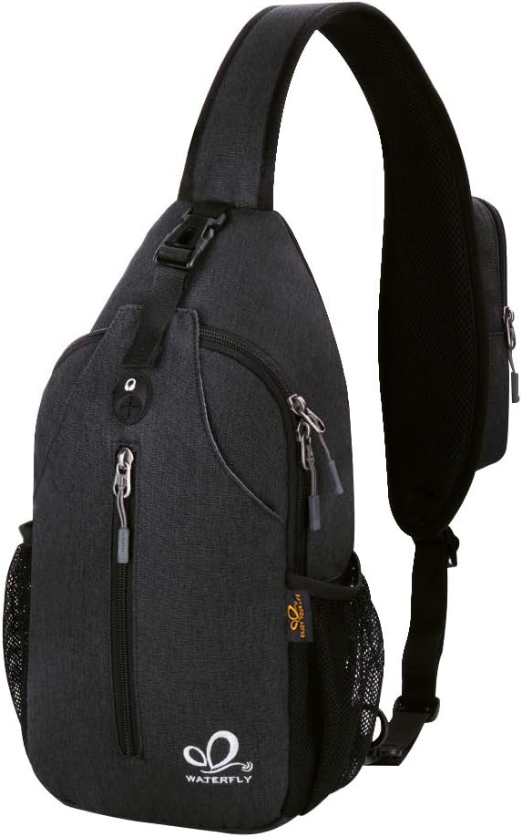 WATERFLY Crossbody Sling Backpack Sling Bag Travel Hiking Chest Bag Daypack front view