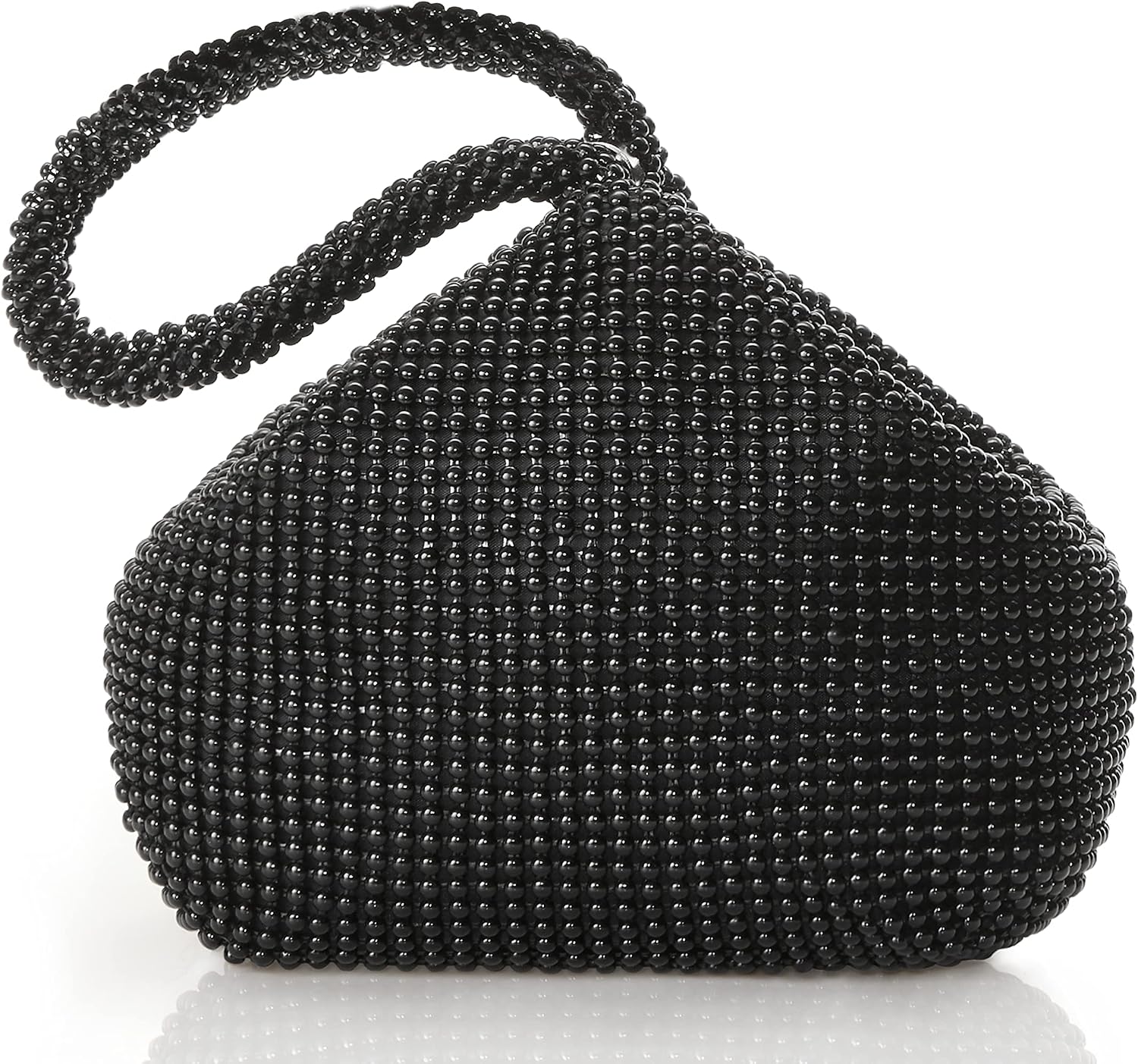 BABEYOND Women's Beaded Clutch Triangle Evening Bags, Black One Size front view