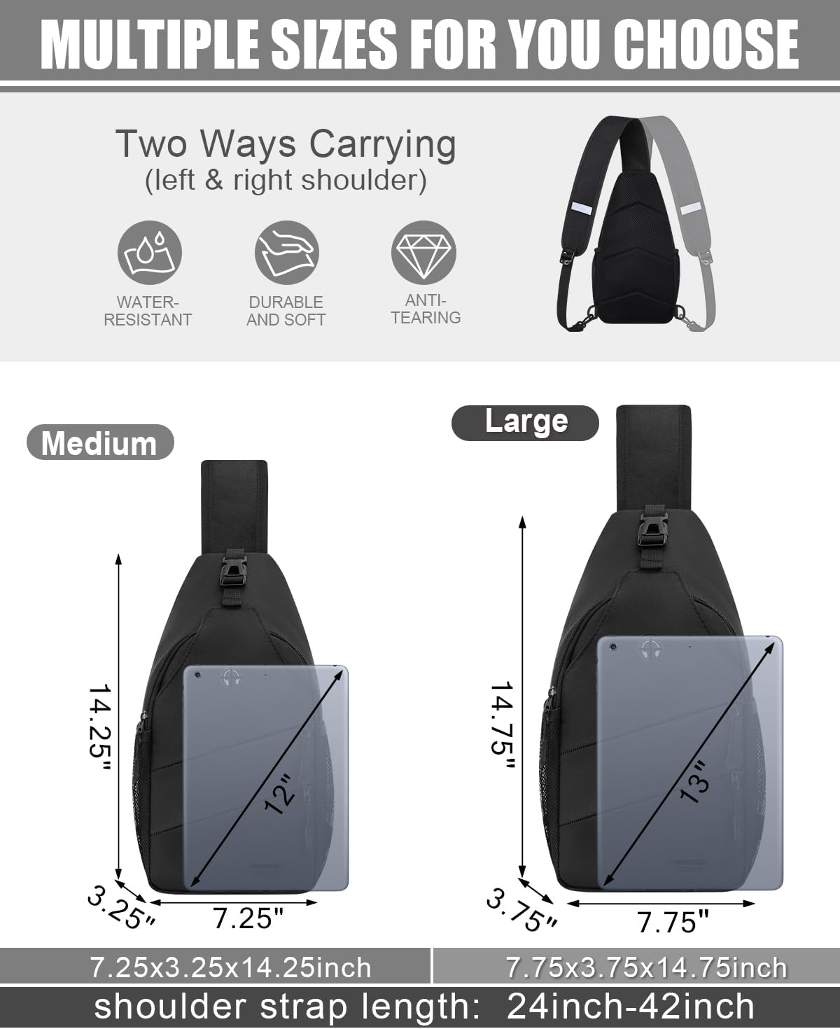 Pritent Crossbody Sling Bag Backpack for Women and Men side view