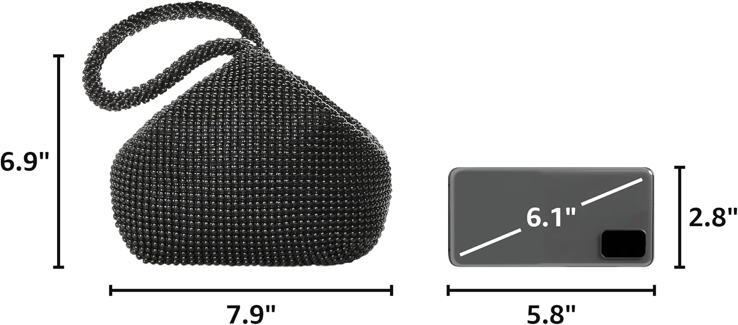 BABEYOND Women's Beaded Clutch Triangle Evening Bags, Black One Size - Image 3
