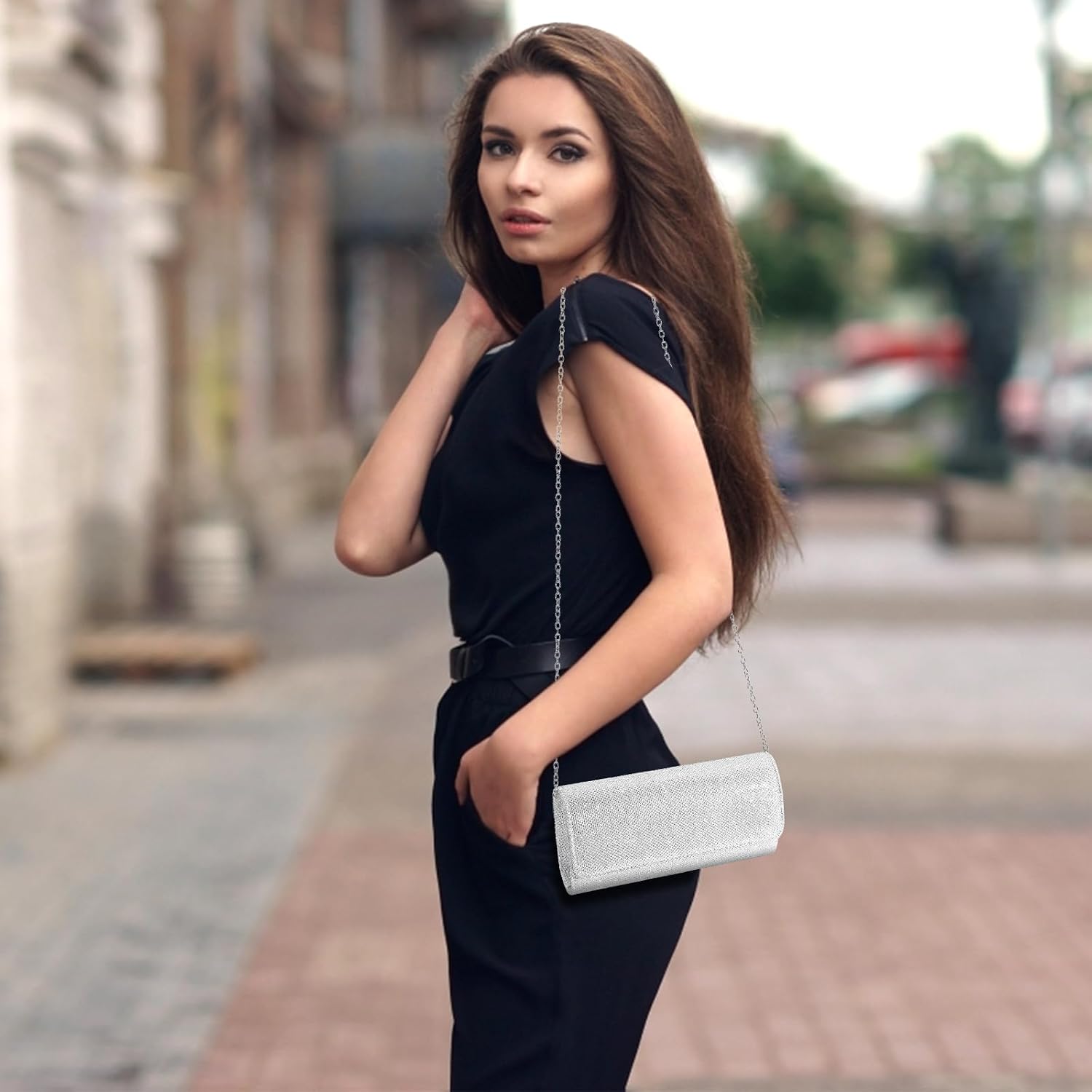 lovyoCoCo Evening Bag Clutch Purses for Women, Ladies Sparkling Party Handbag Wedding Bag detail view