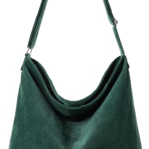 Cute Corduroy Hobo Bag for Women Large Zipper Tote Handbag